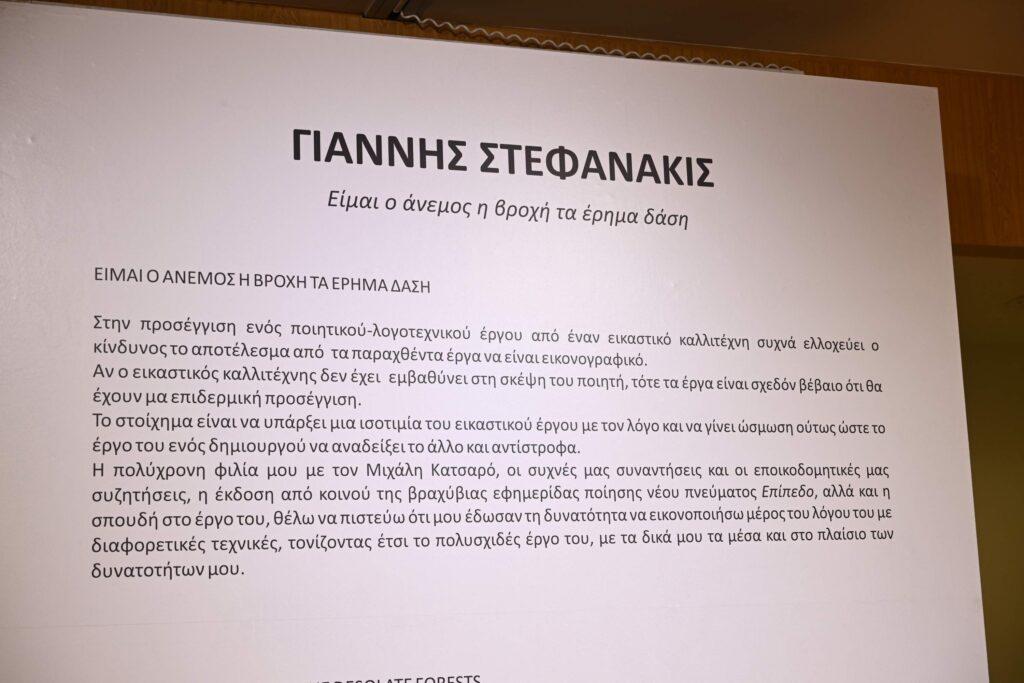 ΓΙΑΝΝΗΣ ΣΤΕΦΑΝΑΚΙΣ  “Είμαι ο άνεμος η βροχή τα έρημα δάση”  Ζωγραφική – χαρακτική – κατασκευές